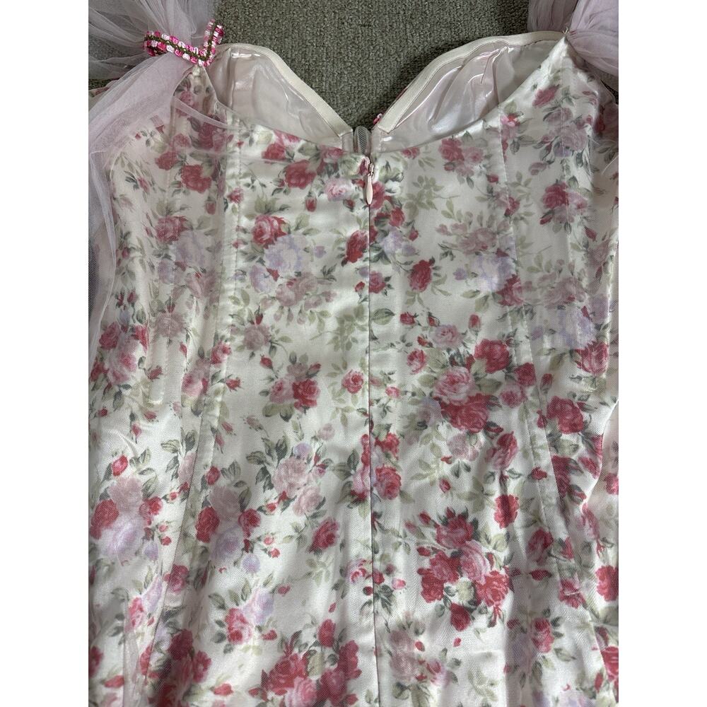 Lace Made Floral Corset Dress NWT Size XL Pink Rose Tulle Coquette Cottagecore - Picture 6 of 9